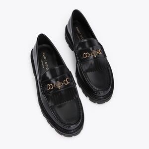Kurt Geiger Black Carnaby Loafers with Gold Accents